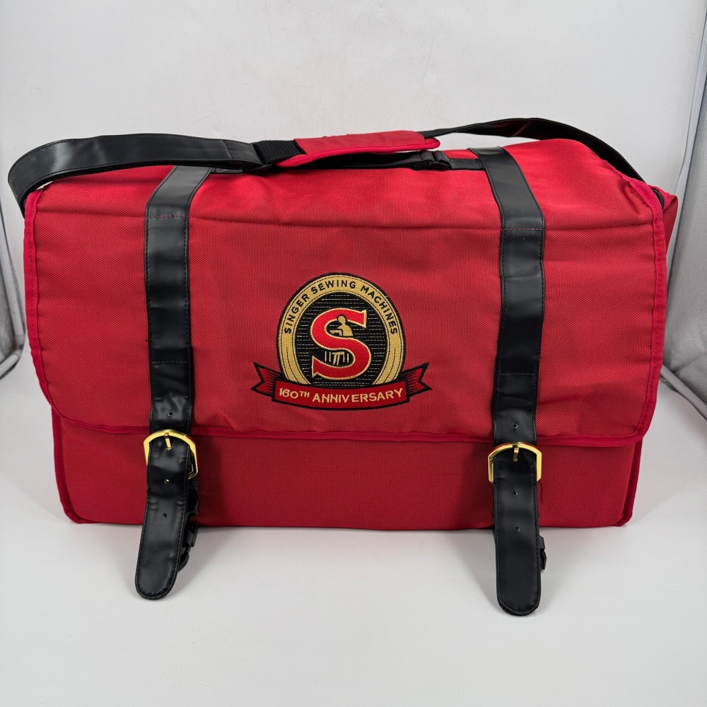 Singer Sewing Machine Case Red 160th Anniversary Canvas Carrying Bag